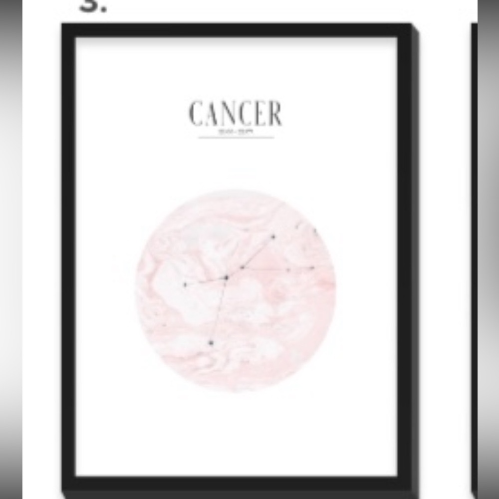 Cancer Zodiac Art Print mixtiles with Pink Celestial Design 20x27